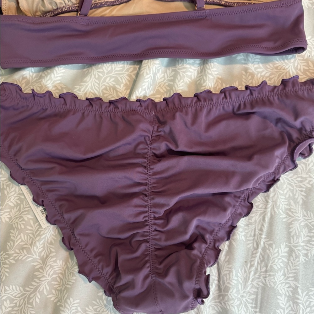 Shade & Shore Purple Ruffle Triangle Bikini Set - Picture 6 of 8